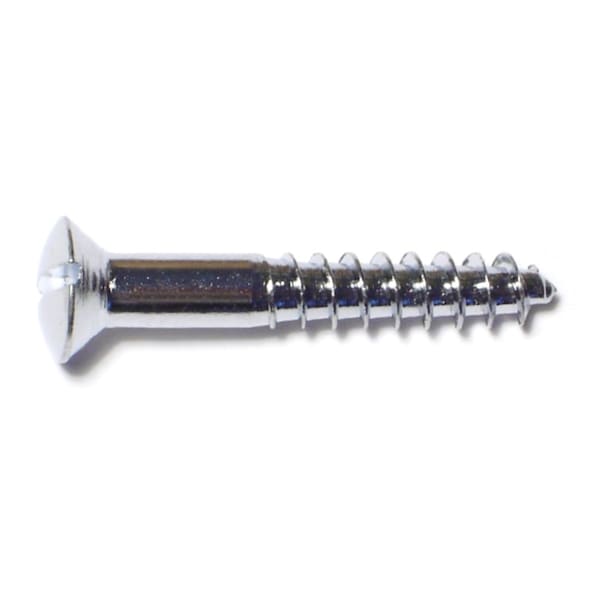 Midwest Fastener Wood Screw, #10, 1-1/4 in, Chrome Brass Oval Head Slotted Drive, 20 PK 61717 - main